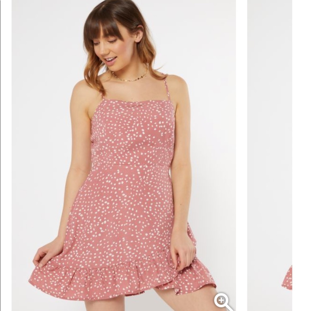 Dusty Pink Leopard Print Ruffle Wrap Dress